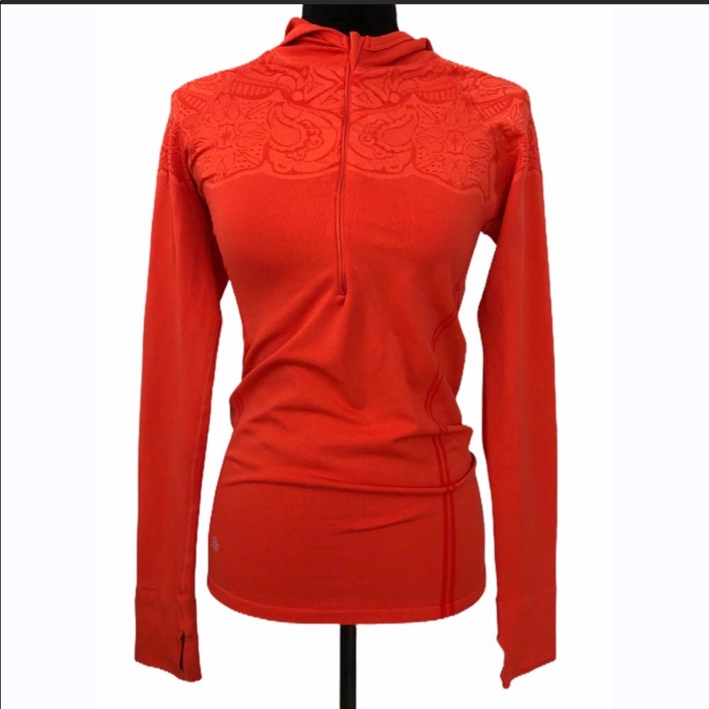 Athleta Orange Long Sleeve Active Hoodie Top